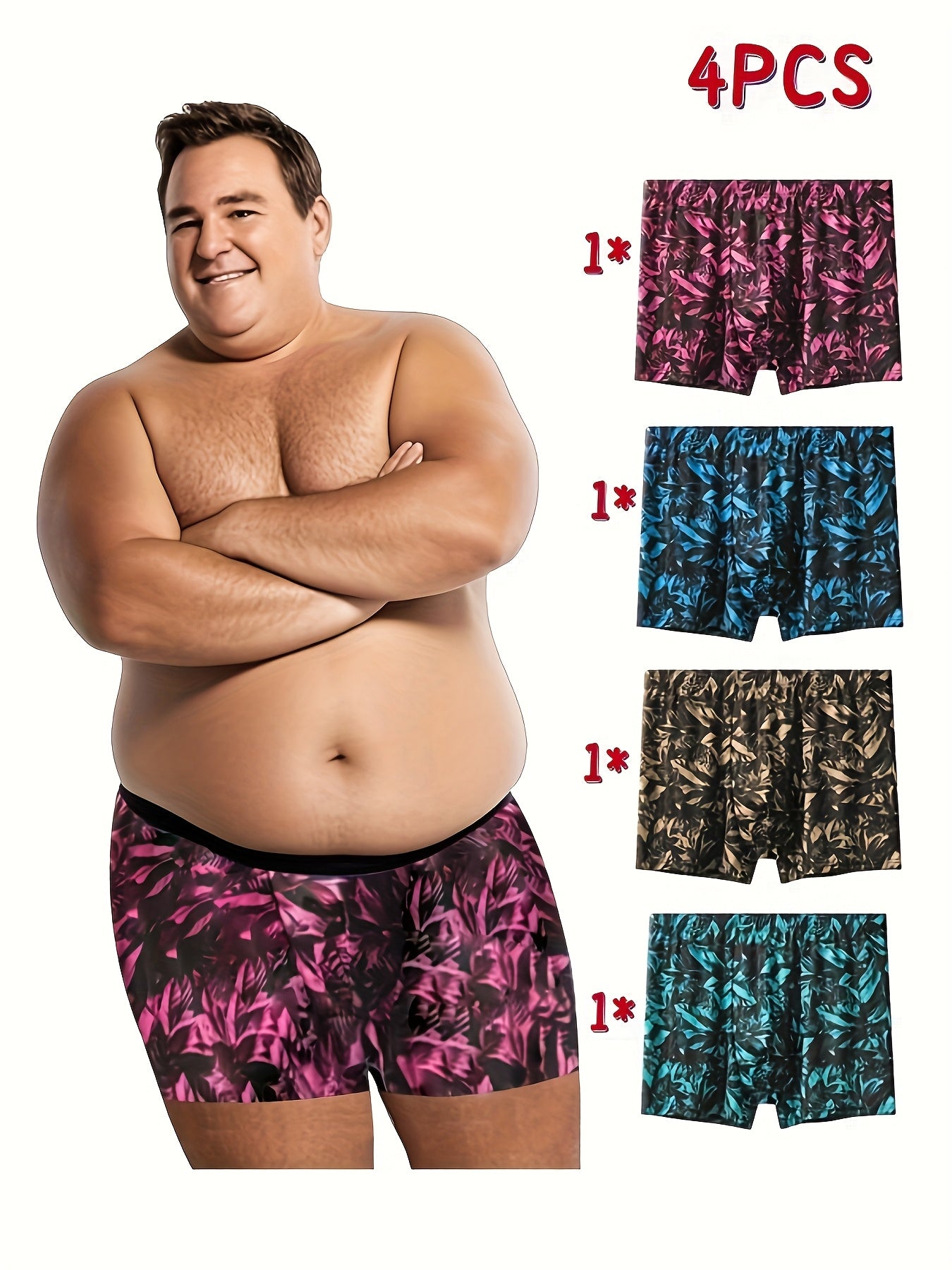 4 Pack Men's Big & Tall Boxer